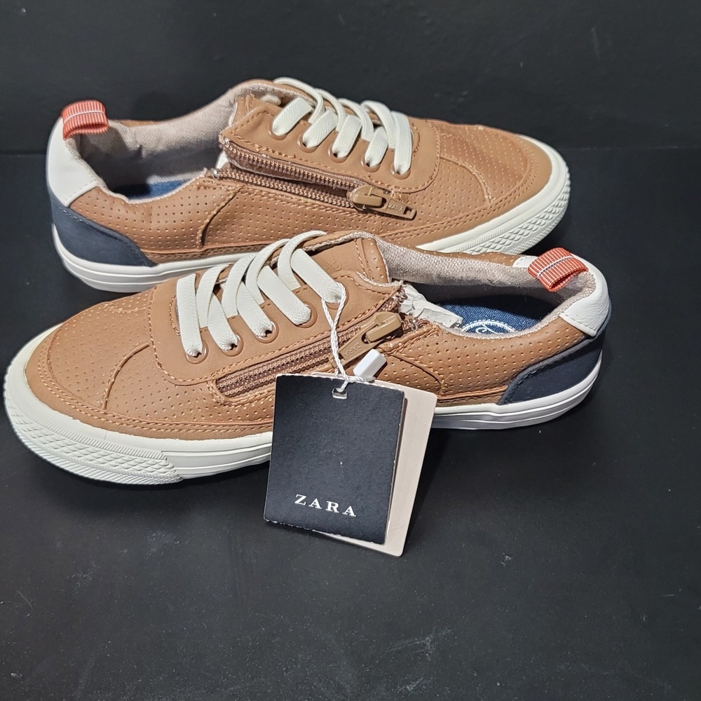 Zara Boys Sneakers Perforated, Side Zip and Faux Lace